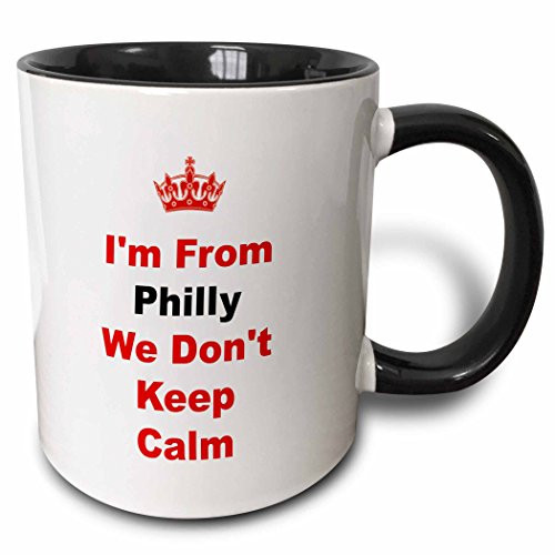 3dRose 180033_4 Don't Don't Keep Calm Philly Red And Blue Lettering On White Background Two Tone Mug, 11 oz, Multicolor