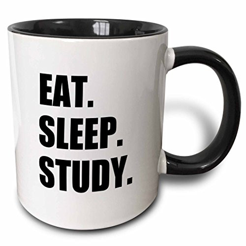 3dRose 180445_4 Eat Sleep Study Two Tone Mug, 11 oz, Black