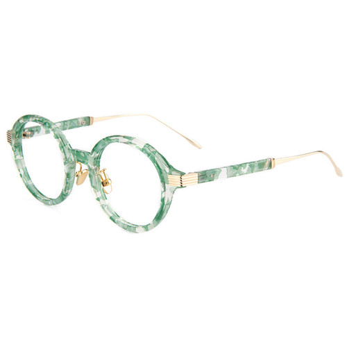 Zeelool Retro TR90 Round Blue Light Blocking Eyeglasses for Women Dylan FP0174-01 Green Floral