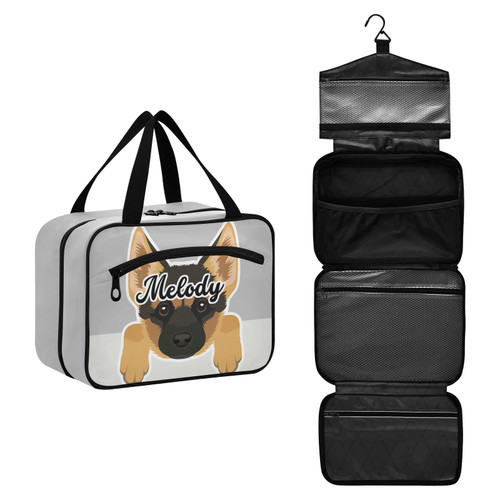Custom German Shepherd Puppy Dog Hanging Cosmetic Bags for Women Personalized Travel Toiletry Bag Large Waterproof Cosmetics Organizer Customized Travel Bathroom Bag for Women Men Girls Accessories,M