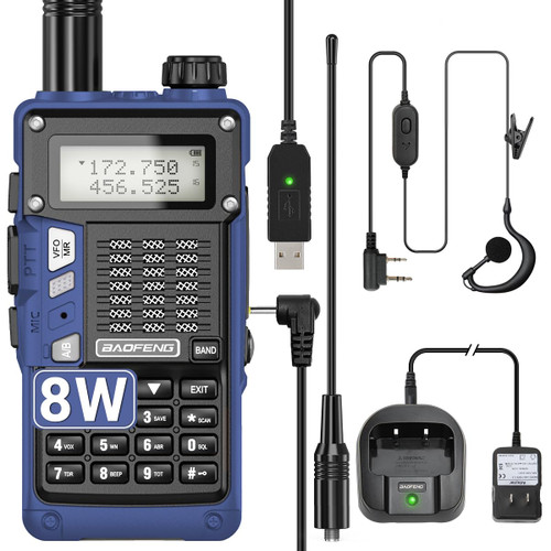 Baofeng Radio UV-S9 Pro Ham Radio Handheld Upgrade of UV-5R Dual Band 8W High Power Portable Two Way Radio with Battery and USB Charger Cable Walkie Talkies(Blue)