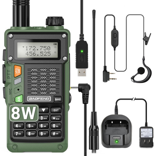 Baofeng Radio Ham Radio Handheld UV-S9 Pro 8W High Power Portable Long Range Two Way Radio with Battery and USB Charger Cable Upgrade of UV-5R Walkie Talkies (Green)