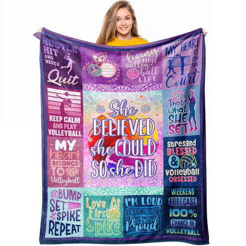Loxezom Volleyball Stuff, Volleyball Gifts for Teen Girls, Volleyball Accessories for Teen Girls, Volleyball Party Favors, Volleyball Party Decorations Throw Blanket 50" X 40", Volleyball Team Gifts