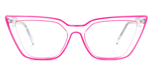 Zeelool Stylish Acetate Oversized Cat Eye Blue Light Blocking Glasses for Women Yosef WA609979-01 Bright-Pink