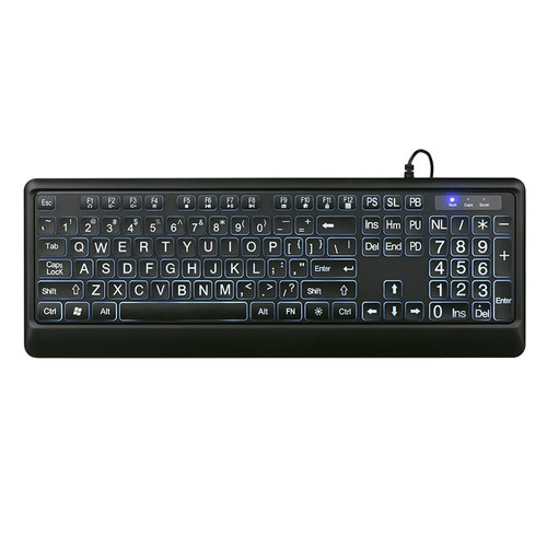 Large Print Keyboard Easy to See 104 Keys Keyboard Backlight for Elderly or Visually Impaired Wired Keyboard Oversize Letters for Visually Impaired Low Vision Individuals Seniors Student (Black)