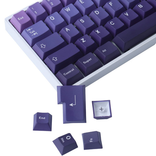 JOMKIZ PBT Keycaps, 126 Keys Dye Sublimation Cherry Profile Keycaps with 6.25U Spacebar Purple Gradient Keycap Set for Cherry MX Switches ISO/ANSI Layout Mechanical Keyboards