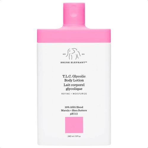 Drunk Elephant T.L.C. Glycolic Body Lotion with Marula and Shea Butters. Refining and Moisturizing for Healthy Skin (240 mL / 8 Fl Oz)