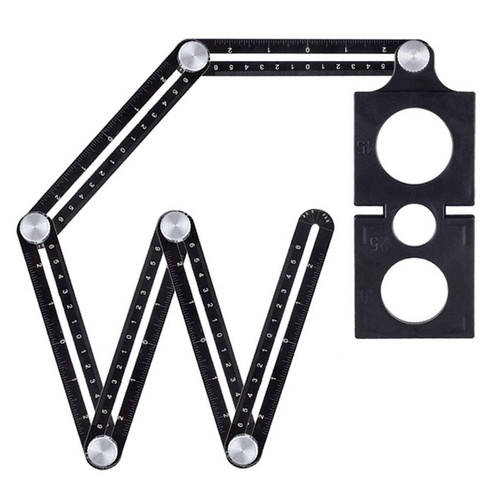 ACGrade Multi-Angle Measuring Ruler, 6 Folding Angle Measuring Ruler, Tool, Tile, Punch Positioner, Aluminum Alloy Angle Measuring Ruler for Woodworking and Craftsmen