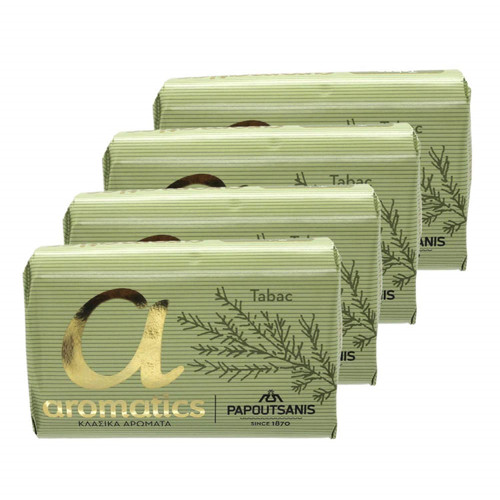 Papoutsanis Greek Aromatic Soaps - Amber & Cedar (Tabac), 4 x 125gr bars