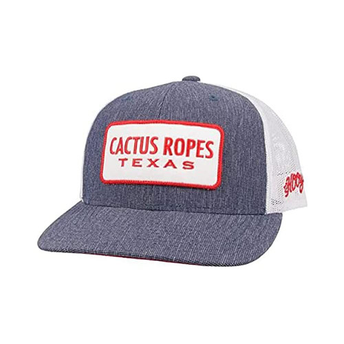 HOOEY Adjustable Snapback Trucker Hat with Cactus Ropes Logo (Blue/White)