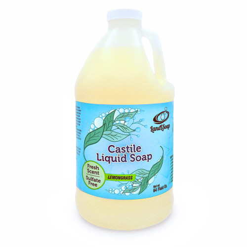 LandLSoap Lemongrass Pure Castile Liquid Soap for Face, Hand & Body Wash-Vegan, Non-GMO, Made in USA, All Skin Types, Dry & Sensitive Skin (64 fl. oz.)
