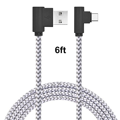USB Type C Cable, Asstar Right Angle 90 Degree Nylon Braided Charger Cable for Samsung Galaxy Note 8, ZTE Zmax Pro Z981, LG G5 G6 V30, HTC 10, Nexus 5X/6P, Google Pixel XL(6ft SilverWhite) USB Type C Cable, Asstar Right Angle 90 Degree Nylon Braided Charger Cable for Samsung Galaxy Note 8, ZTE Zmax Pro Z981, LG G5 G6 V30, HTC 10, Nexus 5X/6P, Google Pixel XL(6ft SilverWhite)