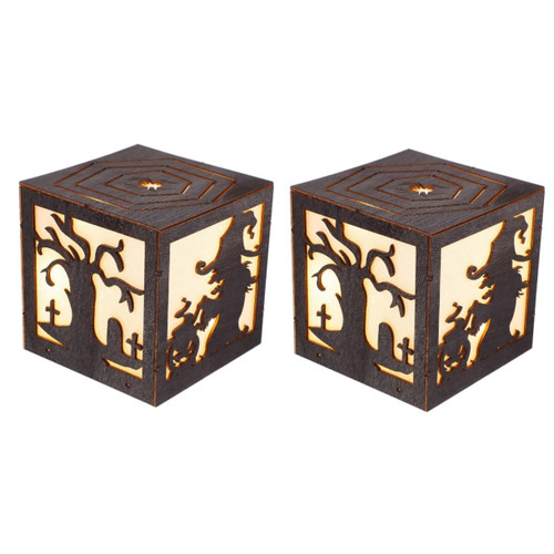 Abaodam 2pcs Halloween Wooden Lamp Decoration Halloween Ghost Lantern Halloween Hanging Light Haunted House Decoration Light Bar Lights Outdoor Decor Hanging Lamp Pumpkin