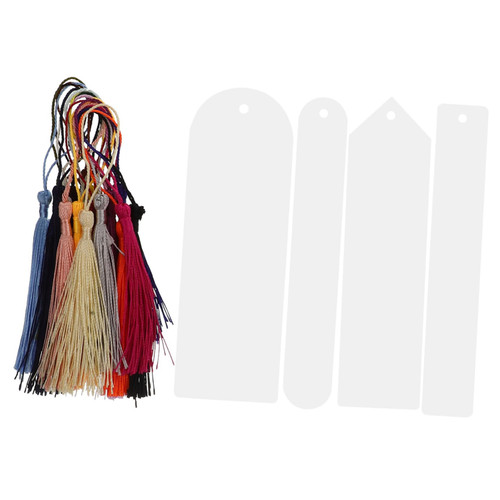 Lurrose 1 Set Acrylic Bookmark Bookmarks DIY Bookmark Decor Acrylic DIY Bookmark Colorful Tassels Bookmark DIY Blank Page Marker Book Label Polyester Child Tassel Pendant Manual