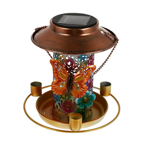 GANAZONO Solar Bird Feeder Solar Wild Bird Feeder Decorative Solar Lights Outside Solar Lights Solar Light Birdfeeders Bird Lamp Solar Lights for Outdoor Iron Bird Feeder Pet Chandelier