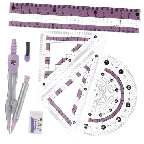 STOBOK 5 Sets Ruler Set Measurement Tool Multi-Functional Ruler Kit Drawing Stationery Office Supplies Triangle Ruler Protractor Supply Kit Supply Bundle Wrought Iron Taste Compass Child