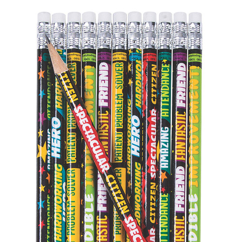 Fun Express Classroom Award Pencil Assortment - 144 Pieces - Educational and Learning Activities for Kids