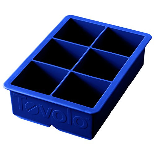 Tovolo King Cube Ice Mold Tray, Long Lasting Sturdy Silicone, Fade-Resistant, 2 Inch Cubes, Stratus Blue