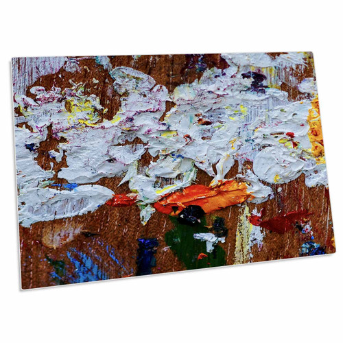 3dRose Colorful Artist Palette, White, Orange, Oil Paint,... - Desk Pad Place Mats (dpd-312411-1)