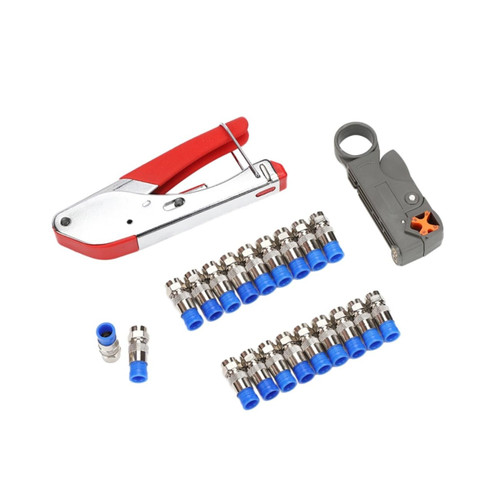 OSALADI Cable Installation Fitting Wire Stripper Tech Tool Coax Cable Tester Cable Stripper Crimper Coax Cable Crimper Coaxial Tool Cable Crimping Tool Crimp Tool Compression Tool Kit