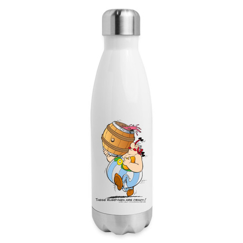 Spreadshirt Asterix & Obelix Rugbymen Licensed Insulated Stainless Steel Water Bottle, One Size, white