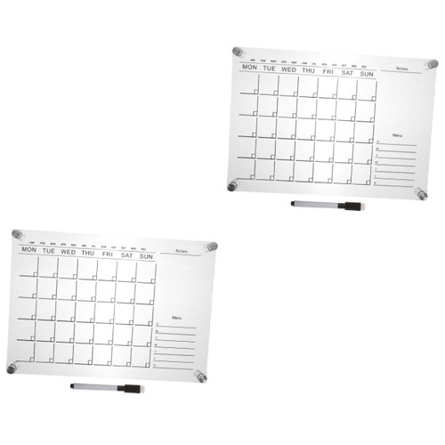 EXCEART 2pcs Acrylic Dry Erase Board Checklist Board Acrylic Memo Board Calendar Planner Fridge Weekly Dry Erase Board Fridge Dry Erase Board Weekly Wall Planner Student Veneer Rewritable