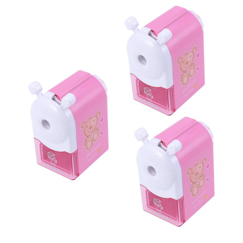 STOBOK 3pcs Sharpener for Kids Pencil Sharpeners for Kids Pencil Sharpener for School Cartoon Pencil Sharpener Hand Crank School Supplies Child
