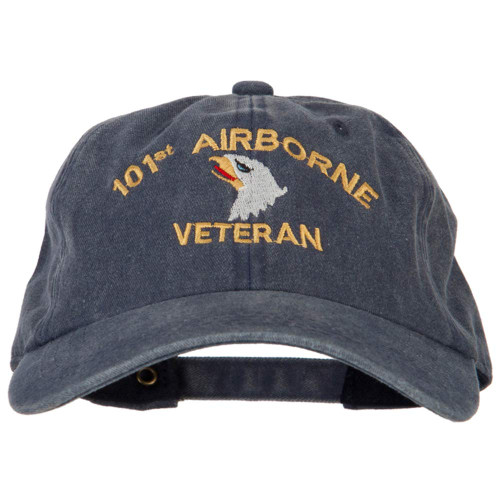 e4Hats.com 101st Airborne Veteran Embroidered Washed Cotton Twill Cap - Navy OSFM
