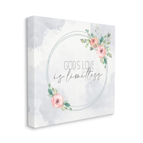 Stupell Industries God's Love is Limitless Phrase Faith Based Floral Canvas Kim Allen Wall Art, 17 x 17