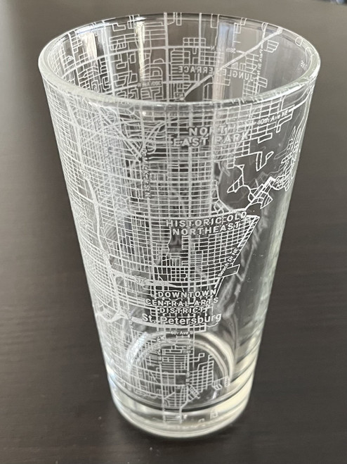 16 oz Pint Beer Glass Urban City Map St Petersburg Florida