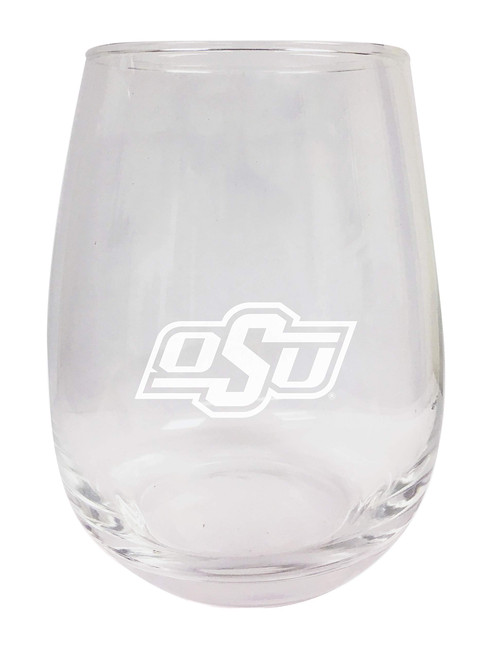 R and R Imports Oklahoma State Cowboys Etched Stemless Wine Glass 15 oz 2-Pack