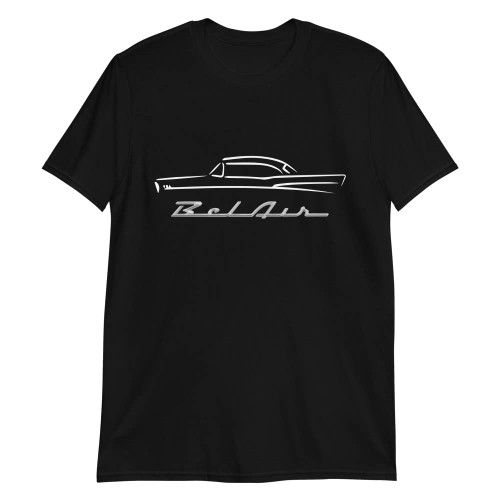JG Infinite 1957 Chevy 57 Belair Bel Air Outline Antique American Collector Car T-Shirt Black