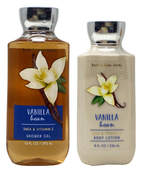 Bath and Body Works Vanilla Bean Duo Set - Body Lotion and Shower Gel.