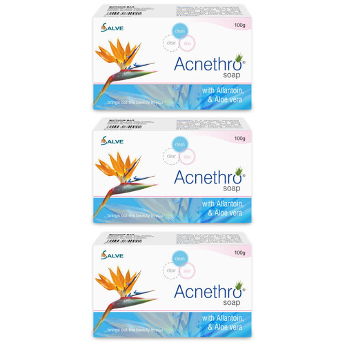 Salve Acnethro Anti Acne Soap with allantoin Vitamin E Aloe Vera (Pack of 3)