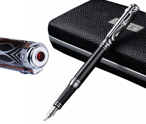 erofa Duke Ruby Fude Nib Fountain Pen for Business Signature, Art Drawing Sketching Calligraphy with Gift Box Set