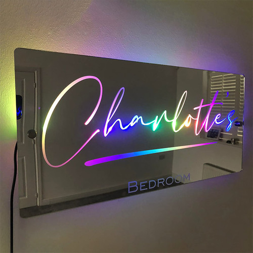 Wearitwell Personalized Name Mirror-Light Up Mirror-LED Light Up Mirror-Wall Decoration-Bedroom Decoration-Custom Name Night Light-Valentine's Day Christmas Birthday Custom Gift for Mom Wife Friend.