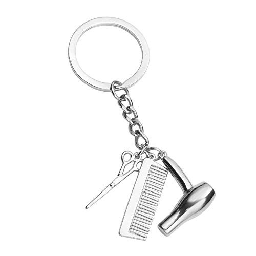 PESOENTH Hairdressing Hair Dryer/Scissor/Comb Hairdresser Keychain Keyring Hairdresser Git Hair Stylist Gift Jewelry