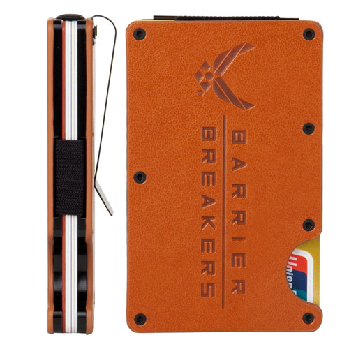 Military Veteran Products Leather Air Force Minimalist Slim Wallet - RFID Blocking Front Pocket Credit Card Holder - Small Metal Wallets-Disabled USMC Vet Owned SMALL Business