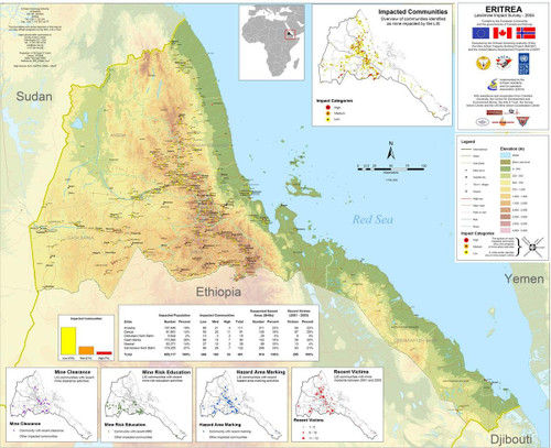 Wall Art Impressions 29"x24" Heavyweight Photo Quality Paper : Eritrea Physical Map mappery