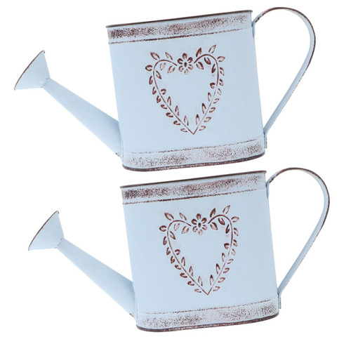 Yardwe 2pcs Antique Kettle Flower Pot can vase Outdoor pots Watering Pot Retro Antique Rustic Flower Pot Galvanized Watering Can Garden Farmhouse Floral vase Bucket Basin Iron Metal