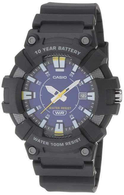 Casio Men's Heavy Duty 10-Year Battery Date Indicator Watch (Model: MW610H-2AV) (Black/Blue)