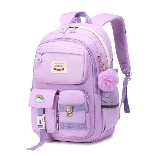 MUSEVOS Kawaii Girls Backpack for School, Cute Teenage Multiple Pockets Backpack, Fashion Bookbag for Primary Elementary High School, Purple