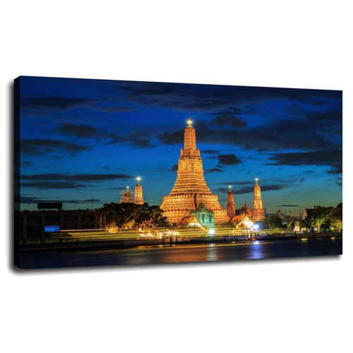 heoc Canvas Wall Art Bangkok Posters Pictures Wall Decor Thailand Landscape Canvas Prints?For Living Room?Bedroom?Office With Framed 20"x12"