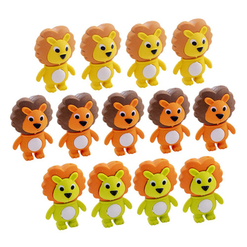 KOMBIUDA 48pcs Little Lion Eraser Pencil prizes Drawing erasers Adorable Lion erasers Animal erasers Bulk erasers Cute Eraser Drawing Supplies Lion Drawing 3D Cartoon Accessories