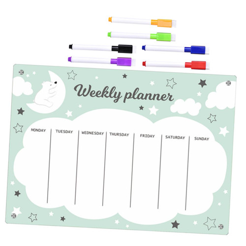 MAGICLULU 1 Set Weekly Plan Message Board Decor Dry Erase Board Chores Planning Board Weekly Planner Board Schedule Writing Board Fridge Board Memo Board Erasable Fridge Magnet Acrylic
