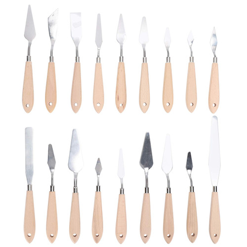 18Pcs Artist Palette Knife Set, Stainless Steel Palette Knife Set, Spatula Palette Knife Oil Painting Gouache Scraper Art Supplies