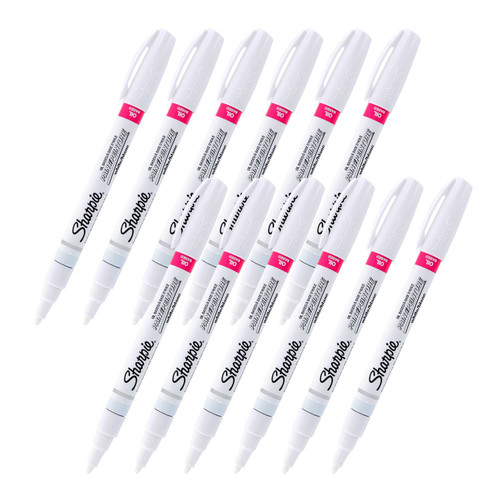 Sharpie Oil-Based Paint Marker, Fine Point, White Ink, Pack of 12