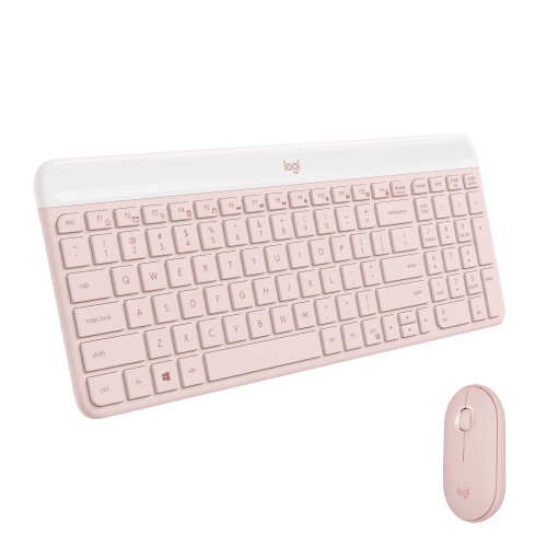 Logitech MK470 Slim Wireless Keyboard and Mouse Combo - Modern Compact Layout, Ultra Quiet, 2.4 GHz USB Receiver, Plug n' Play Connectivity, Compatible with Windows - Rose (Renewed)