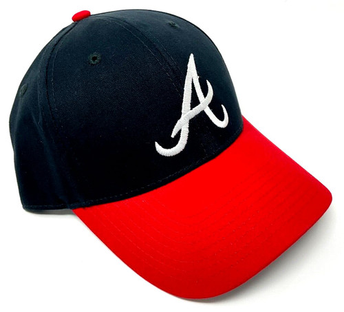 National Cap MVP Atlanta Braves Logo Baseball Navy Blue & Red Curved Bill Adjustable Hat