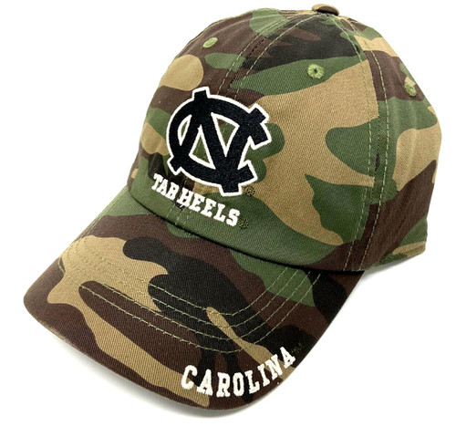 Solid Woodland Camo UNC Tar Heels Logo Camouflage Curved Bill Adjustable North Carolina Slouch Hat